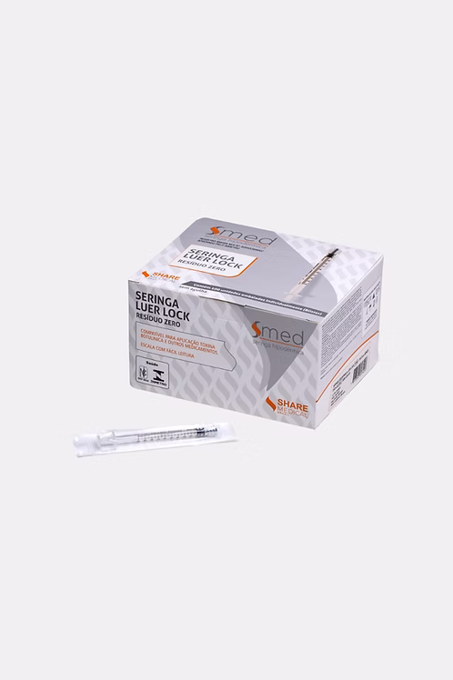 Seringa Luer Lock Resíduo Zero 1 ml